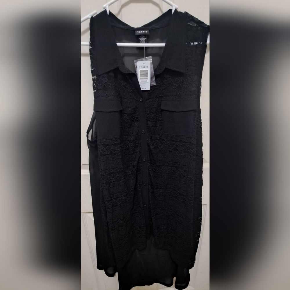 Torrid Black Lace High/Low Tunic - Picture 6 of 8
